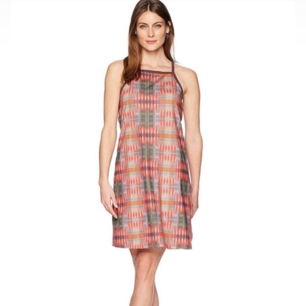 Prana Ardor Athletic Dress Carmin Desert Geo Print Razorback Built In Bra Large